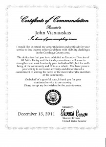 Photo of a Certificate of Commendation