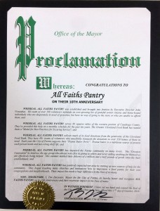Photo of a proclamation from the Parma Office of the Mayor